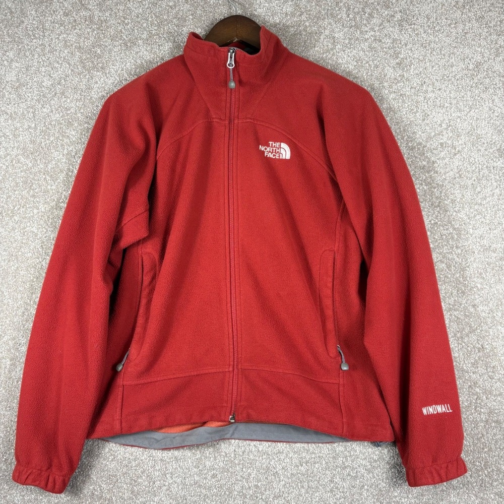 The North Face WindWall Fleece Jacket Red Full Zip Womens Outdoor Coat